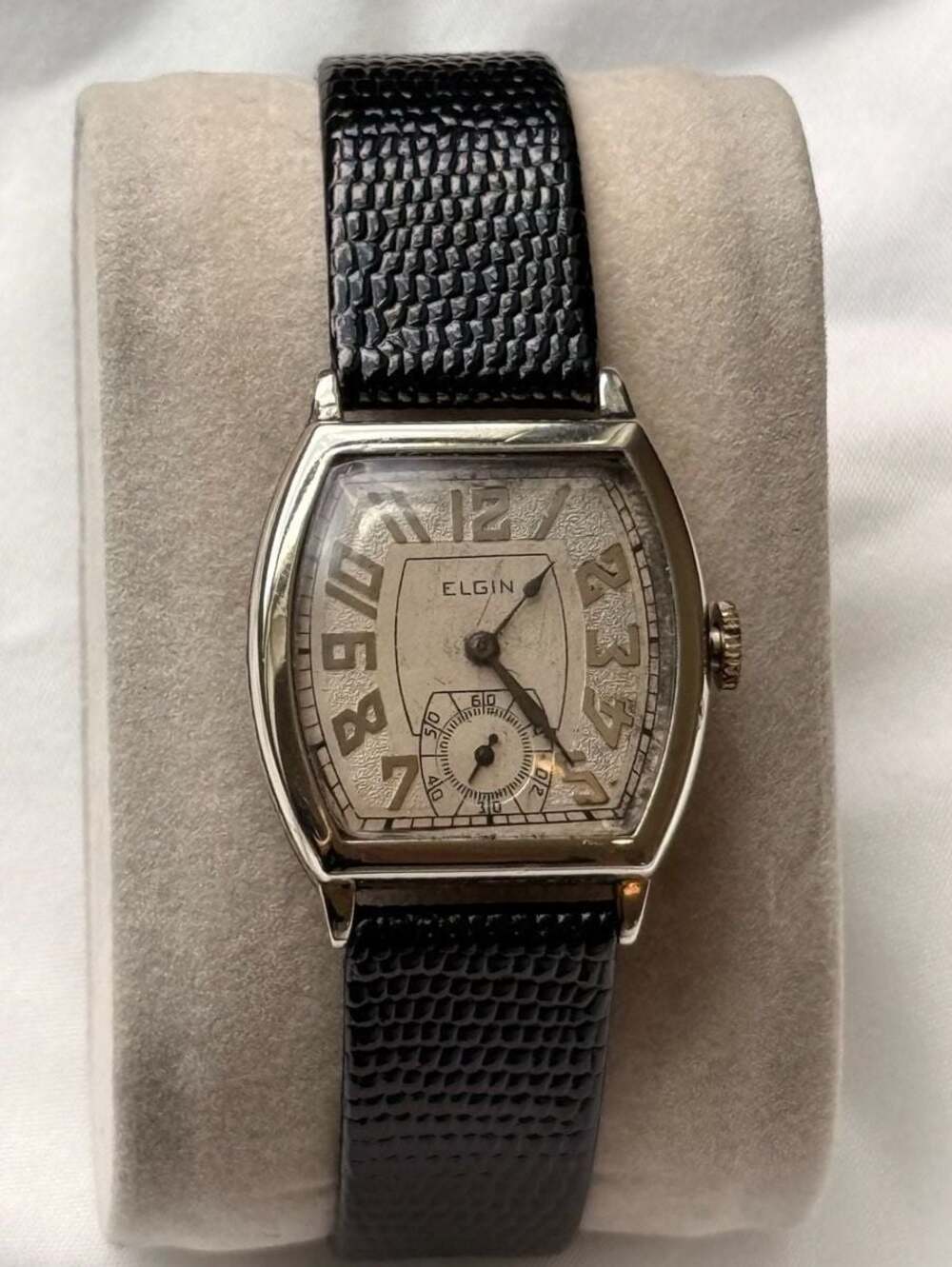 RARE Elgin Watch 14K SOLID WHITE GOLD - Vintage 1934 Tonneau